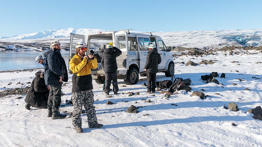 Preparing to explore ice caves at Vatnajokull National Park.