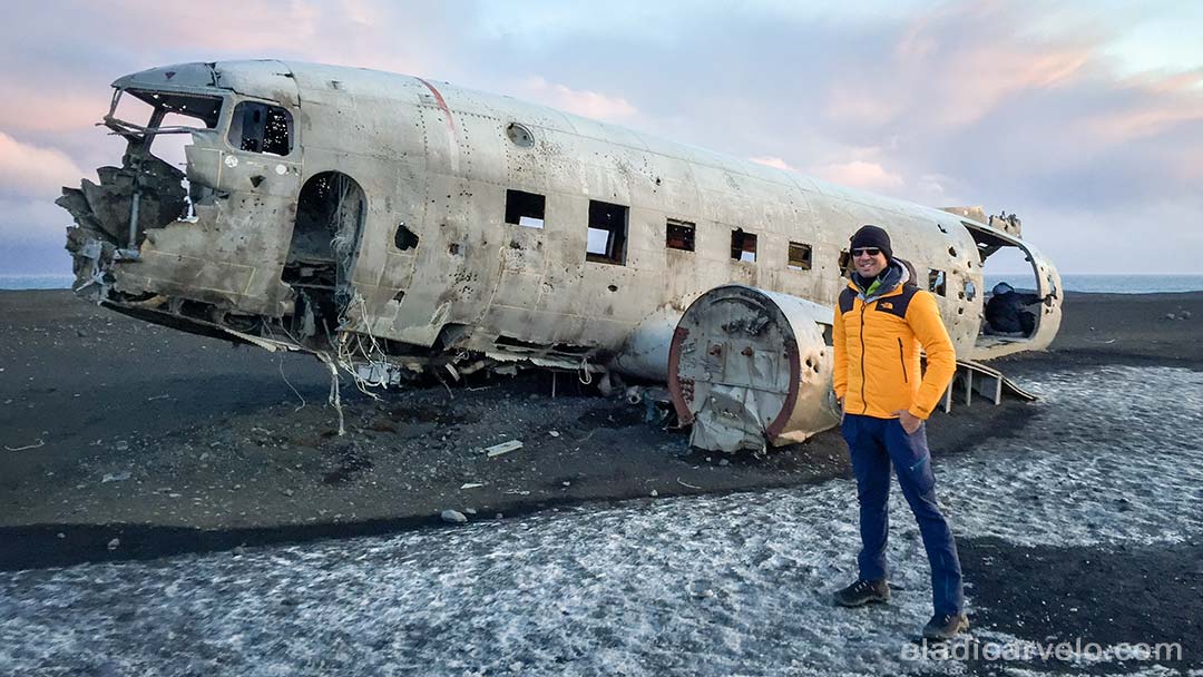 Standing by Solheimasandur plane wreckage.