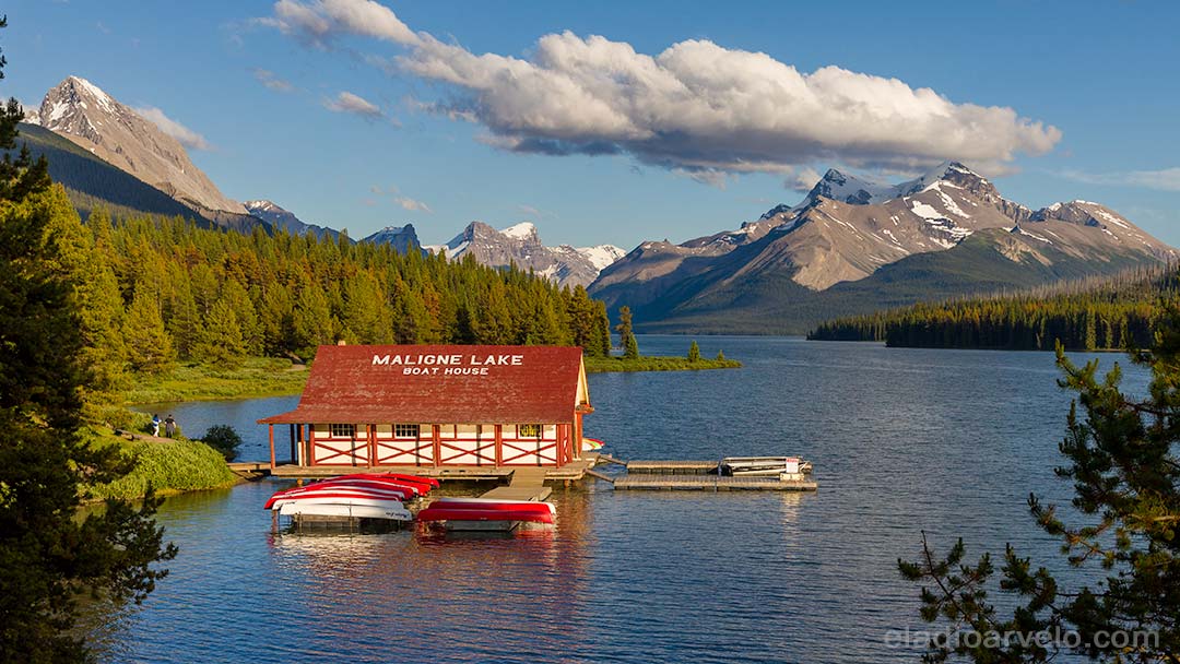 Maligne Lake Boat House at Jasper National Park.