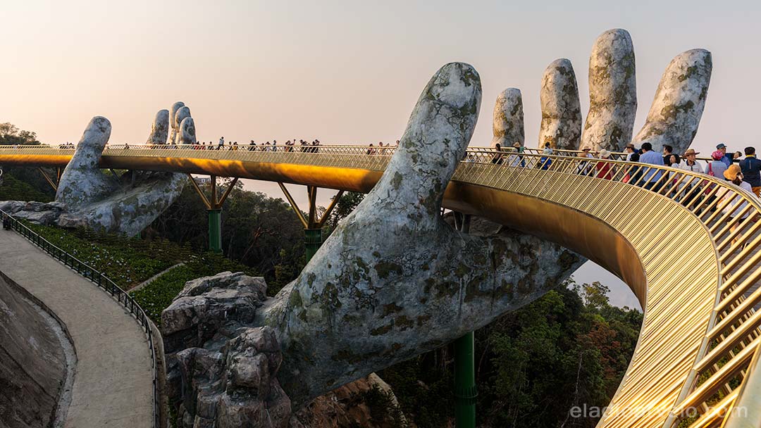 The iconic Golden Bridge in the Ba Na Hills resort near Da Nang.