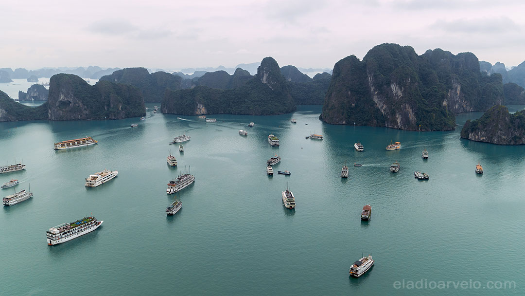 Cruising ships in Ha Long Bay.